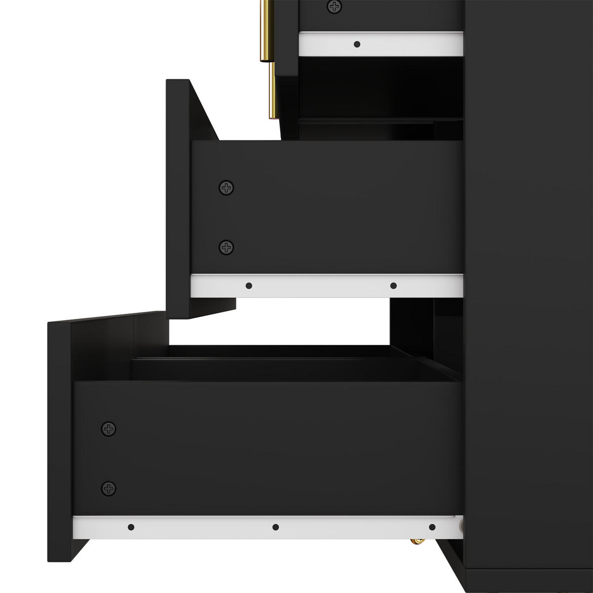 SIDEBOARD Modern Design Stauraum Goldene Griffe Kommode - Schwarz, Holzwerkstoff (40/77/120cm) - FLIEKS