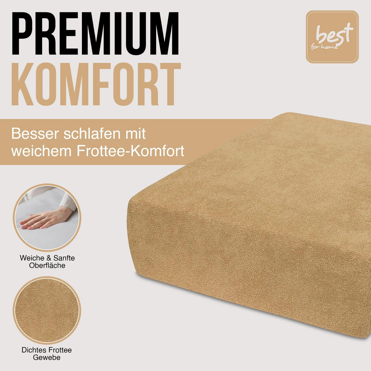 SPANNBETTLAKEN 90/180 cm, Jersey Elastisch 100 % Baumwolle Beige - Beige, Textil (90/180cm) - Best For Home