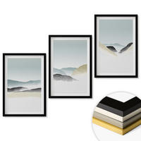 WANDBILDER 3er-Set - 40x60 cm Schwarzer Rahmen - Minimalistische Pastellberge - Schwarz, Kunststoff (40/60cm) - ArtPrintCave