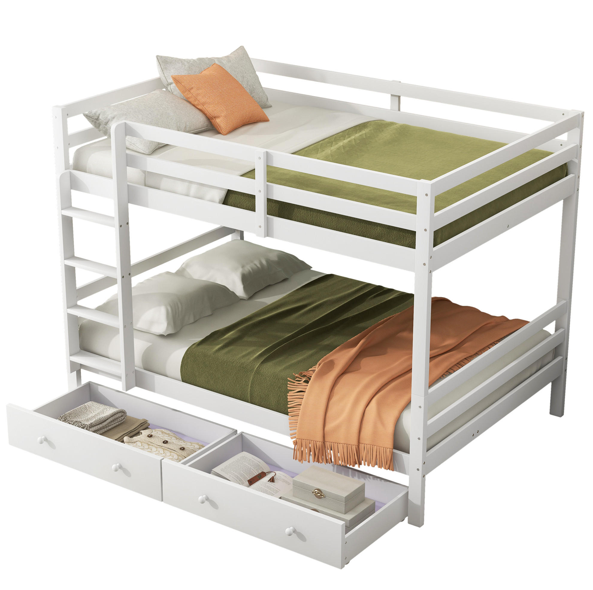 OKWISH PATROVÁ postel 140/200 cm s úložným schůdkem, šatní skříní a prostorově úsporným designem, bílá