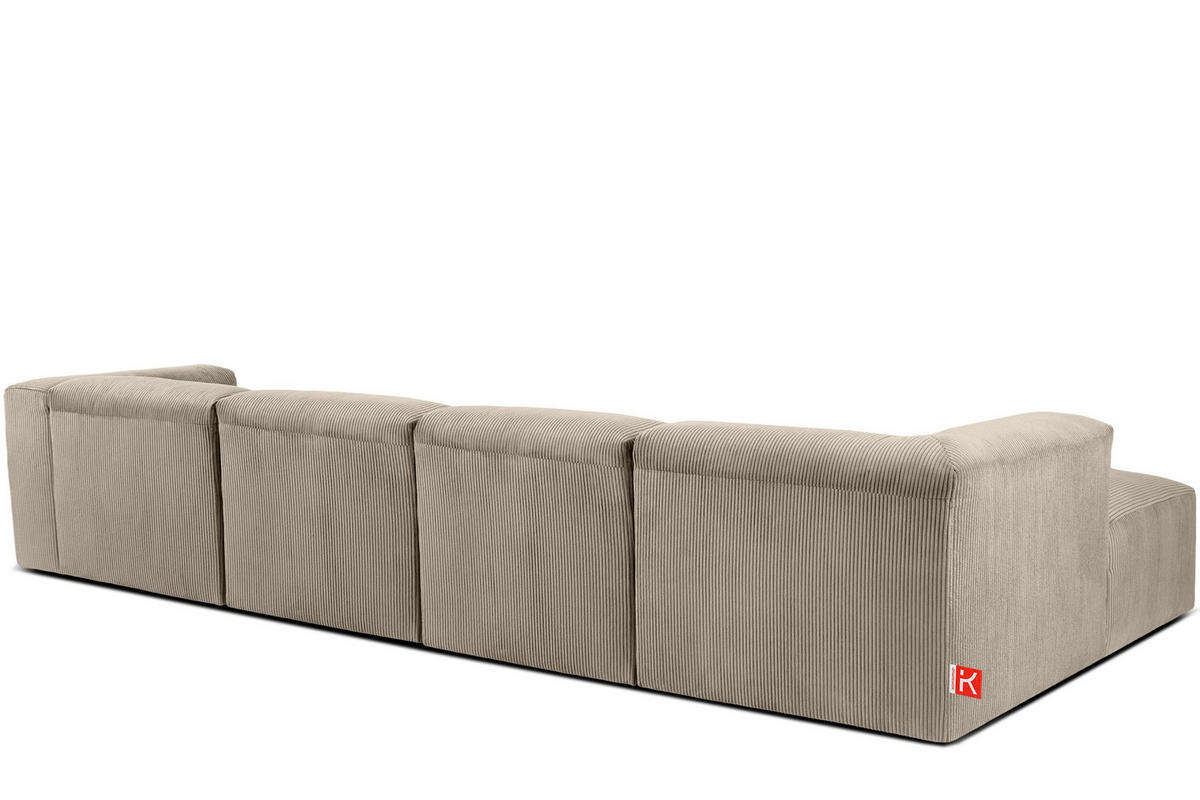 ECKMODULSOFA-LINKS BUFFO 6-Sitzer mit extrem weicher Sitzfläche, Kordstoff, beige - Beige, Textil (377/180cm) - KONSIMO®