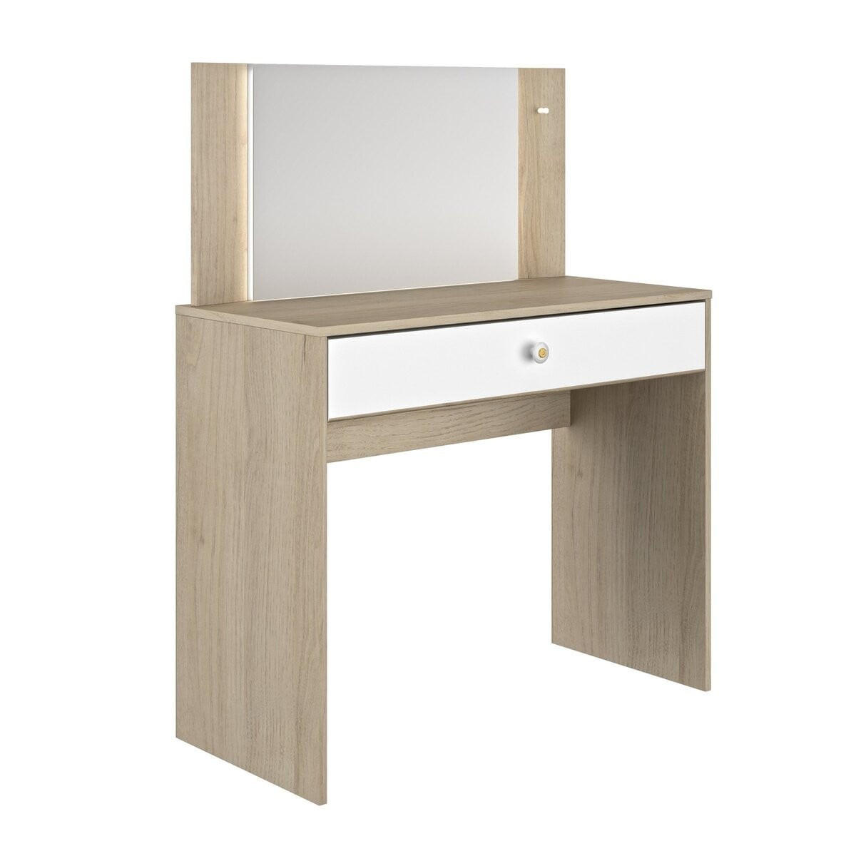 SCHMINKTISCH mit 1 Aufbewahrungsschublade B94 cm - MAKEUP - Weiß, Holzwerkstoff (44/121/94cm) - Calicosy