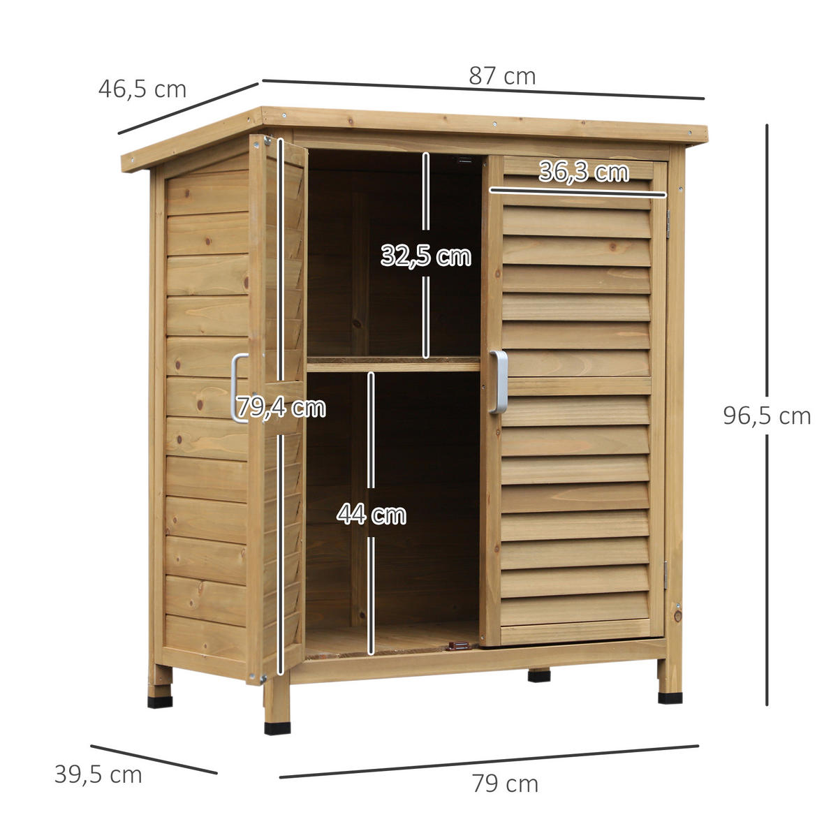GERÄTESCHUPPEN DE-17566 2 Jalousietüren mit Bitumendach Gelb - Gelb, Holz (87/96.5/46.5cm) - ComfortXL