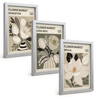 BILDER SET 3er Set - 20x30 cm Silberner Rahmen - Blumen Kingston Seoul Chicago Retro - Silberfarben, Kunststoff (20/30cm) - TULUP