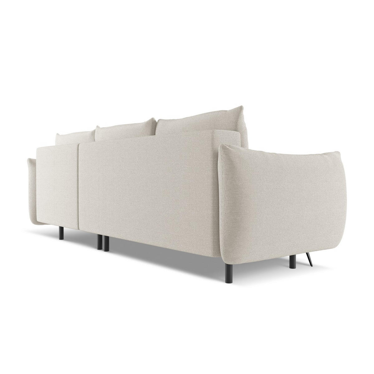 ECKSOFA mit Schlaffunktion Chenille Stoff Grau - Silberfarben/Schwarz, Textil/Metall (242/162cm) - LaMiaSofa