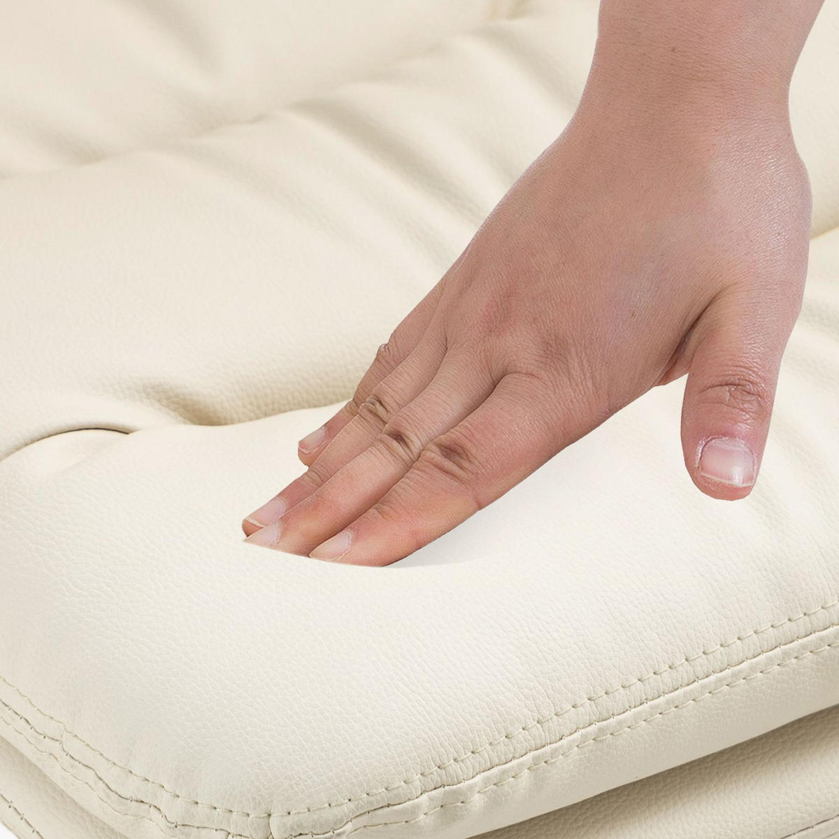 BARHOCKER 2er Set Lederlook creme - Creme/Schwarz, Textil/Metall (42/94/56cm) - CLP