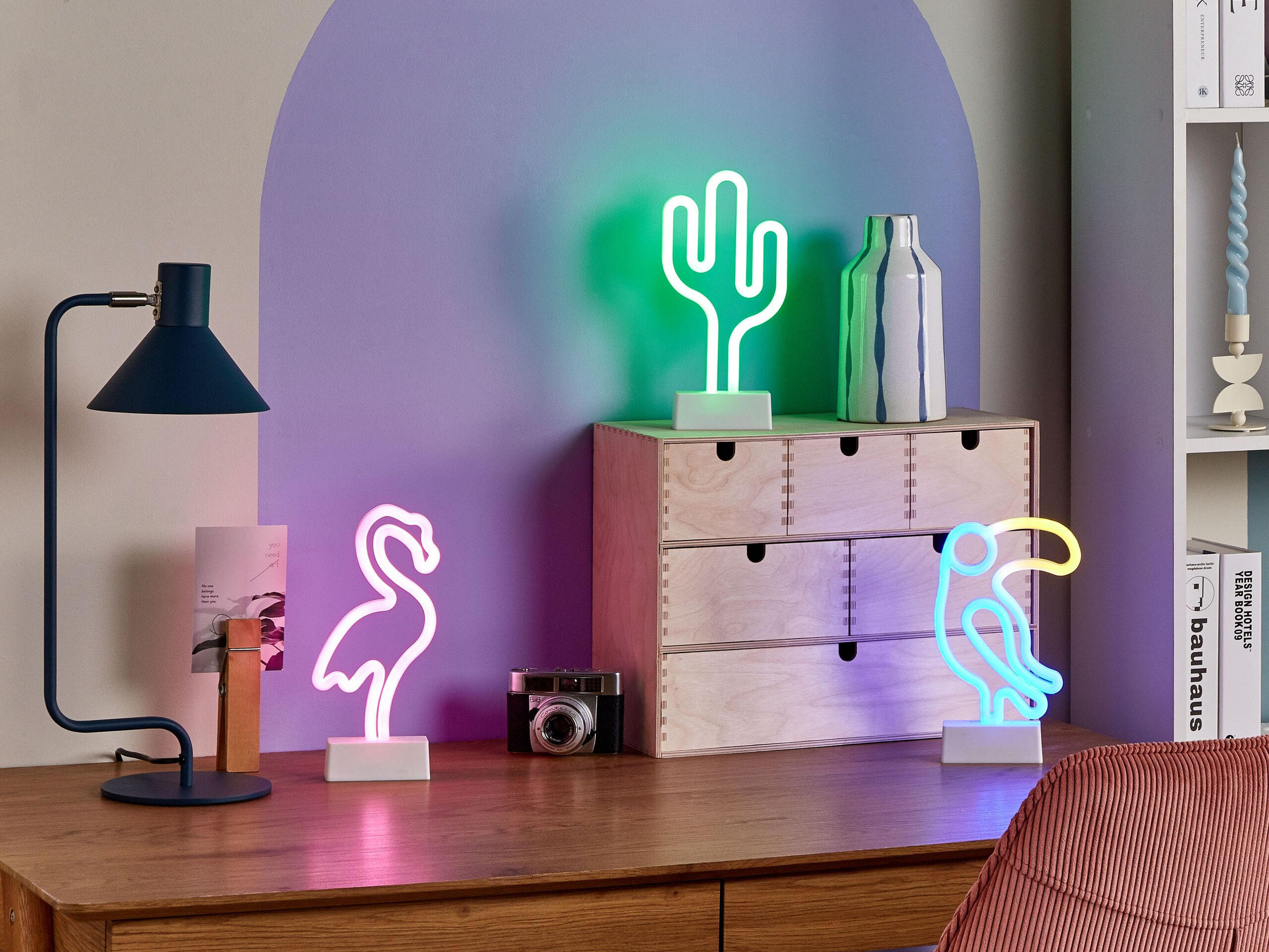 NEONLICHT LED Dekofigur mehrfarbig 3er Set MABEL - Multicolor, Kunststoff (10/20/27cm) - Beliani