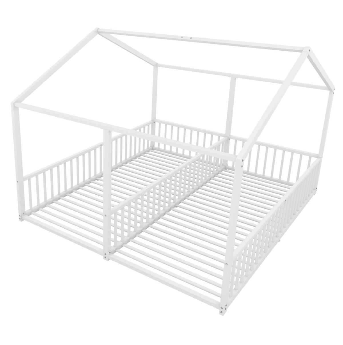 KINDERBETT Etagenbett 186/206/174,5 cm in Hausform aus Metall, 2 / 90/200 cm - Weiß, Metall (90/200cm) - BEAOK