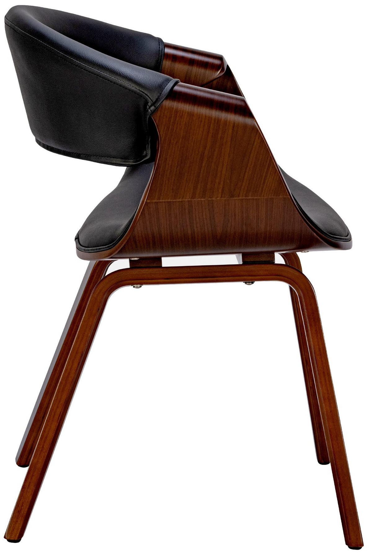 STUHL 2er Set Lederlook walnuss/schwarz - Walnussfarben/Schwarz, Holz/Textil (62/76/52cm) - CLP