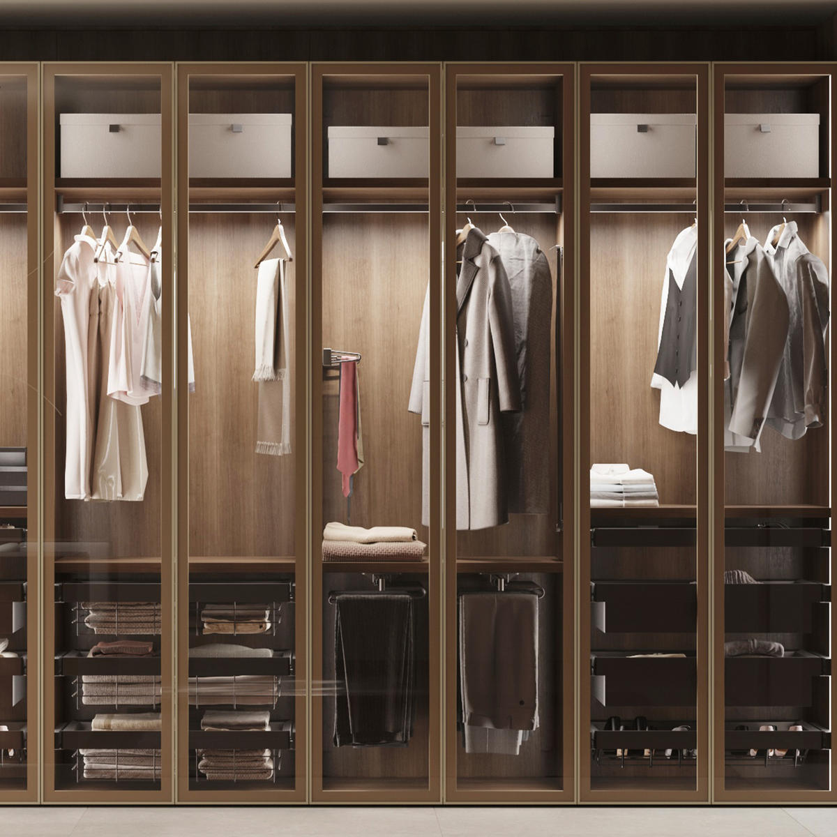GARDEROBENSTANGEN Luxe 2x1,15 m Aluminium und Kunststoff Titan - Titanfarben, Metall (1.5/2.7/115cm) - EMUCA
