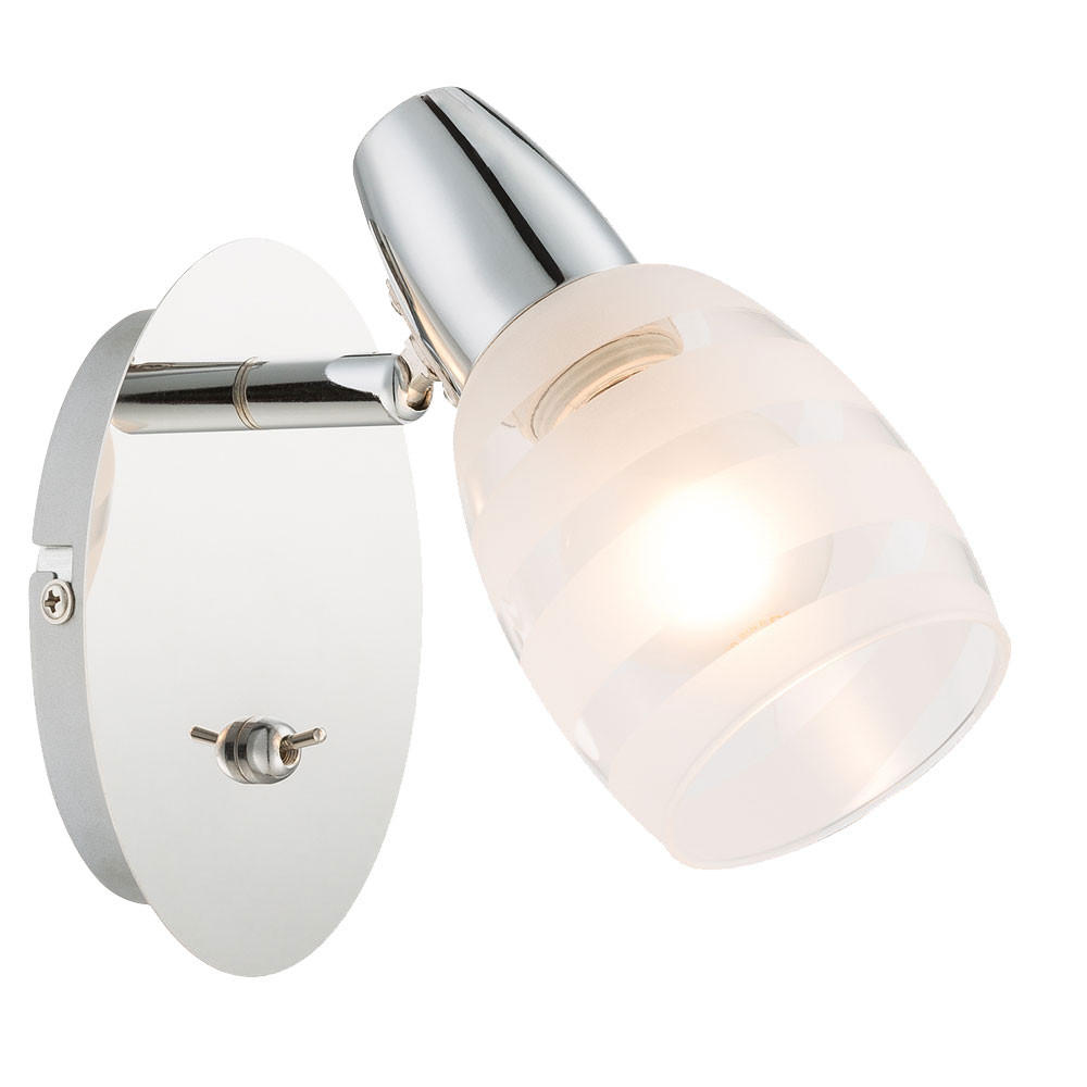 LED WANDLEUCHTE Metall Chrom satiniert - Silberfarben, Glas (9/16.5/16cm) - Globo Lighting