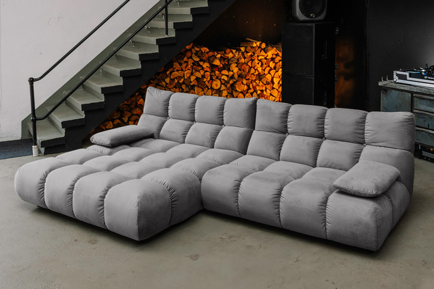 Thumbnail - Kawola Ecksofa, Grau, Textil, Echtholz, 3-Sitzer, Füllung: Kaltschaum, Ottomane links, 290x178 cm, Wohnzimmer, Sofas & C...