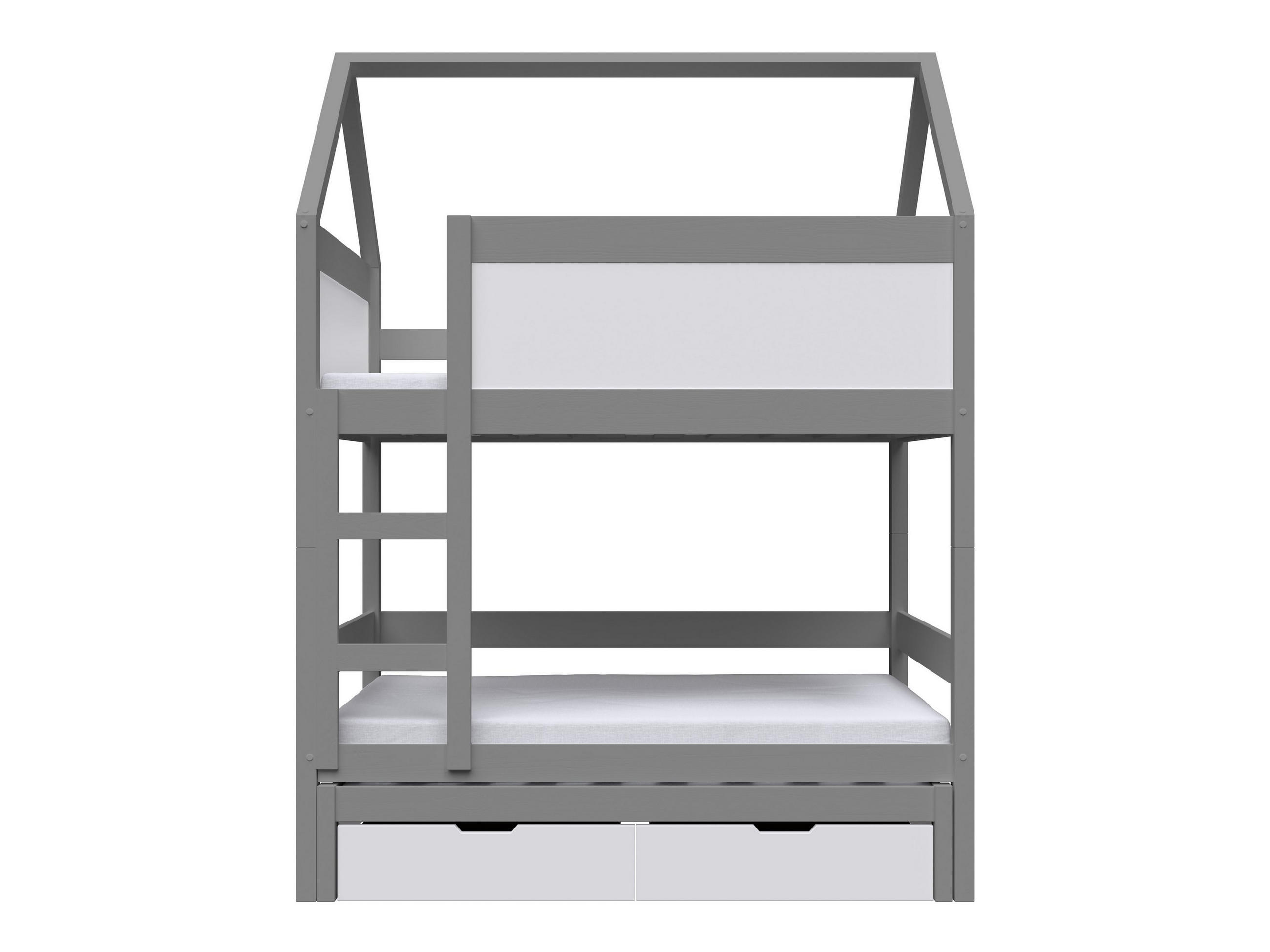 ETAGENBETT TAMI mit Bettkasten 80x160 cm Hellgrau - Hellgrau/Weiß, Holz (80/160cm) - MASSENO