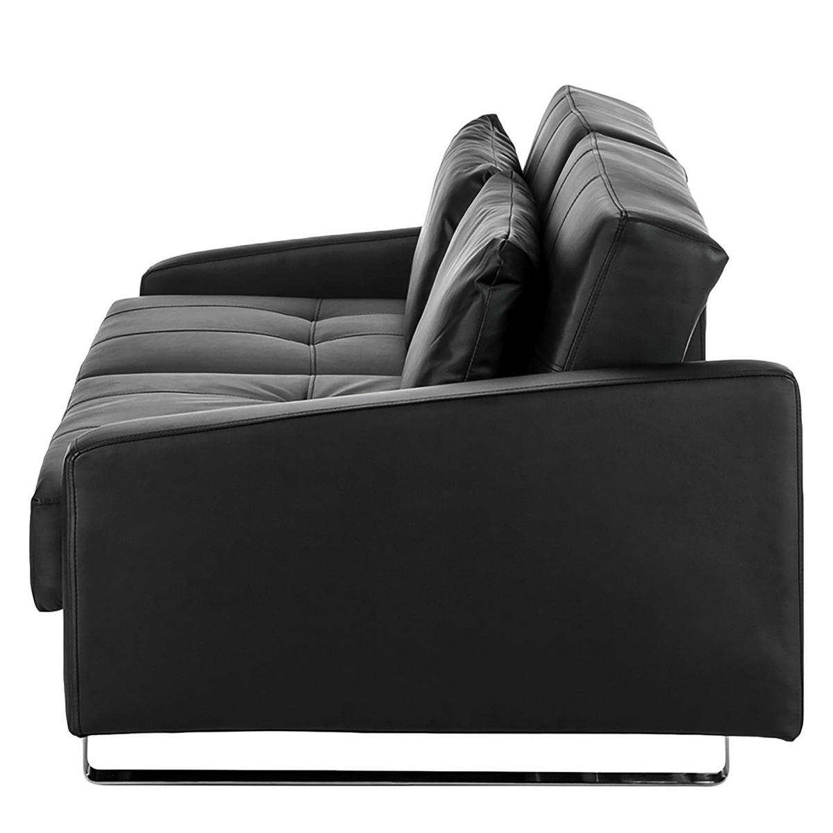 SCHLAFSOFA - Kunstleder Schwarz - Schwarz, Kunststoff (216/76/99cm) - home24