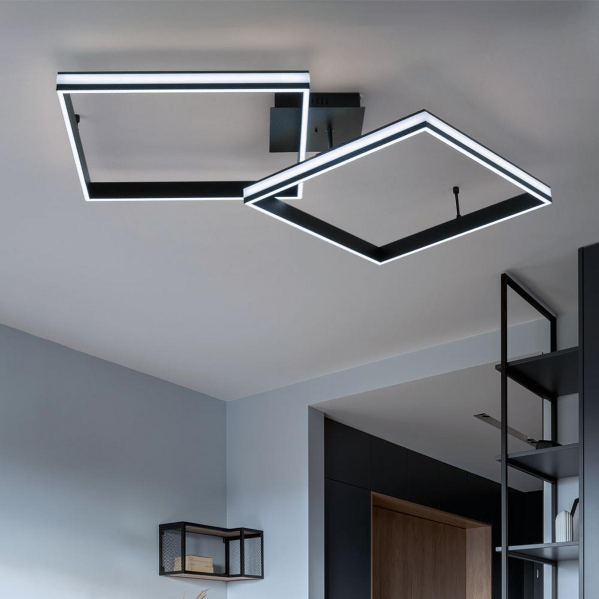 LED DECKENLEUCHTE Metall Schwarz - Schwarz, Metall (104.8/80/13.5cm)