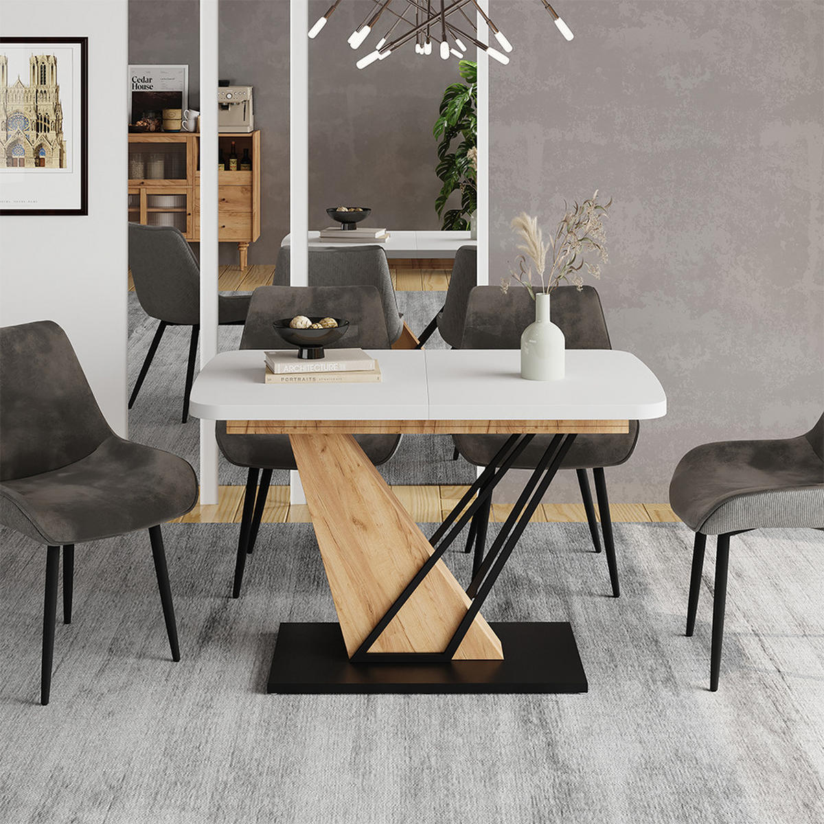 JÍDELNÍ STŮL Fenaro Bílý/zlatý dub - bílá/medově dubová, kompozitní dřevo (80/120/77.4cm) - Vicco