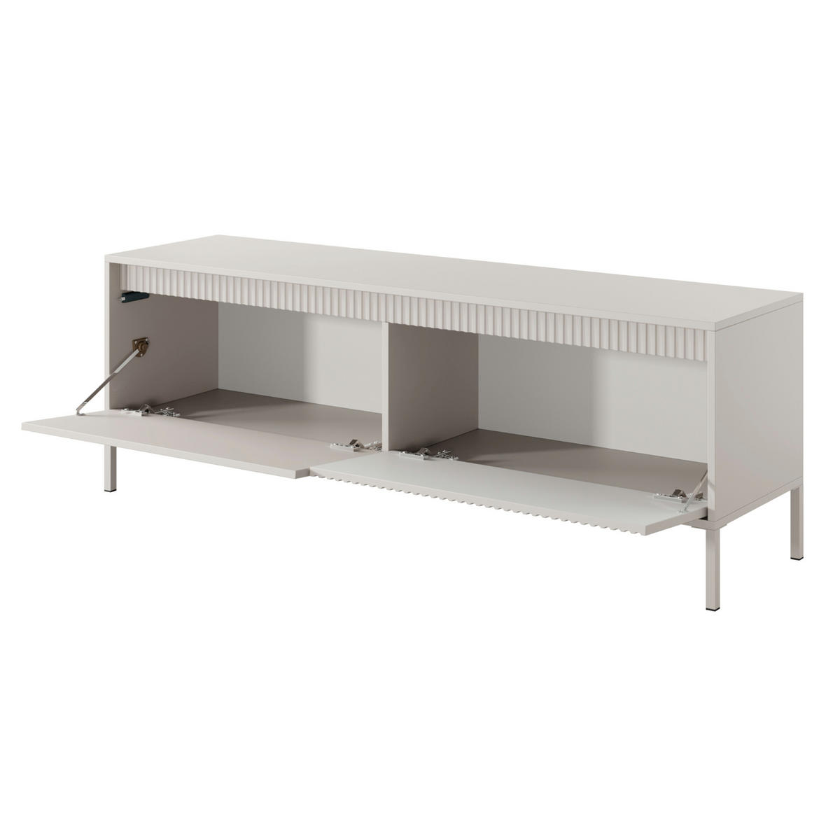 TV-ELEMENT SELBU RTV1 Reliefierte Fronten aus MDF-Platte Beige Beige - Beige, Glas/Holzwerkstoff (154/54/40cm) - Komodee