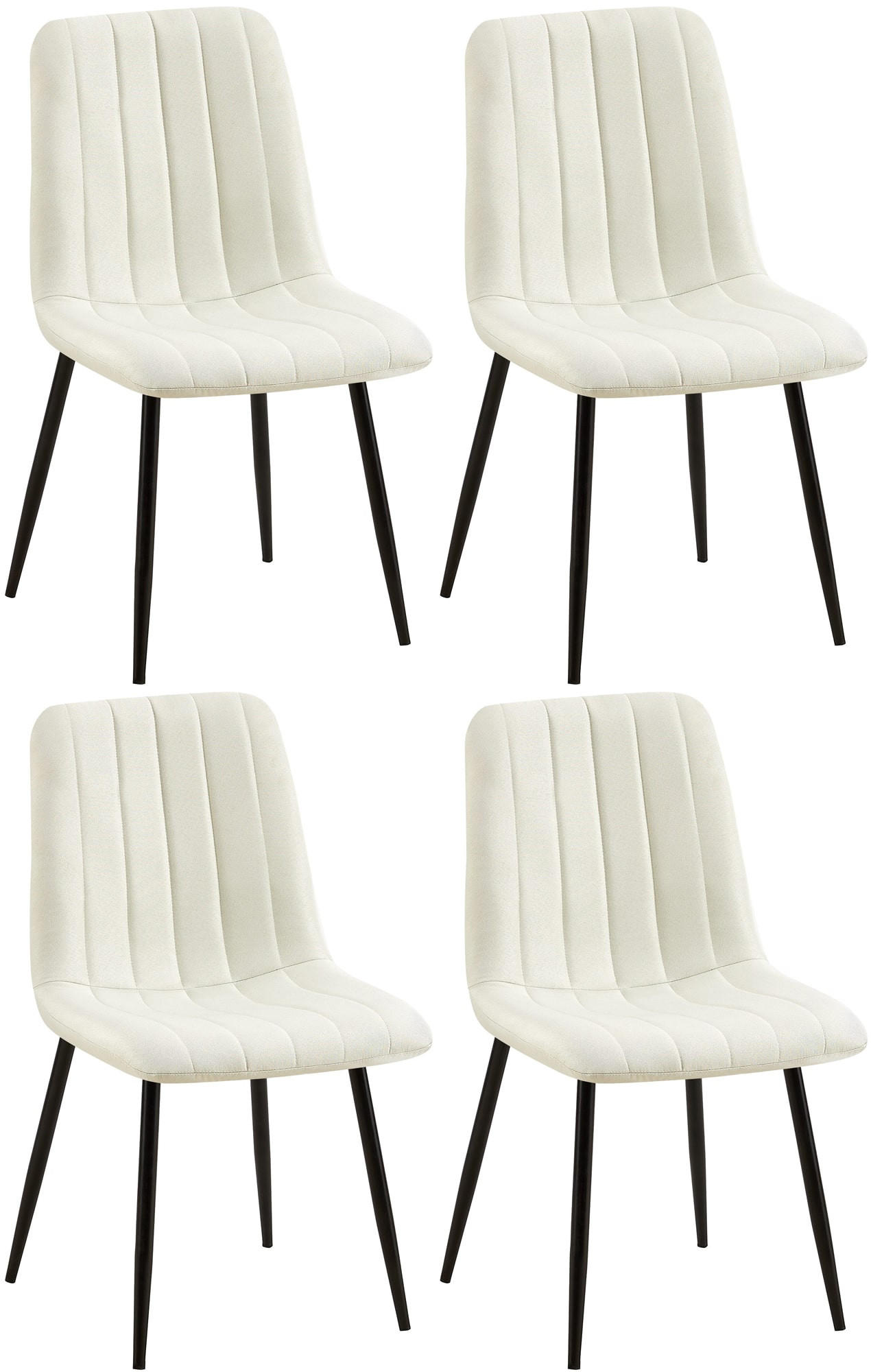 STUHL 4er Set Stoff Creme - Creme/Schwarz, Textil/Metall (45/88/53cm) - CLP