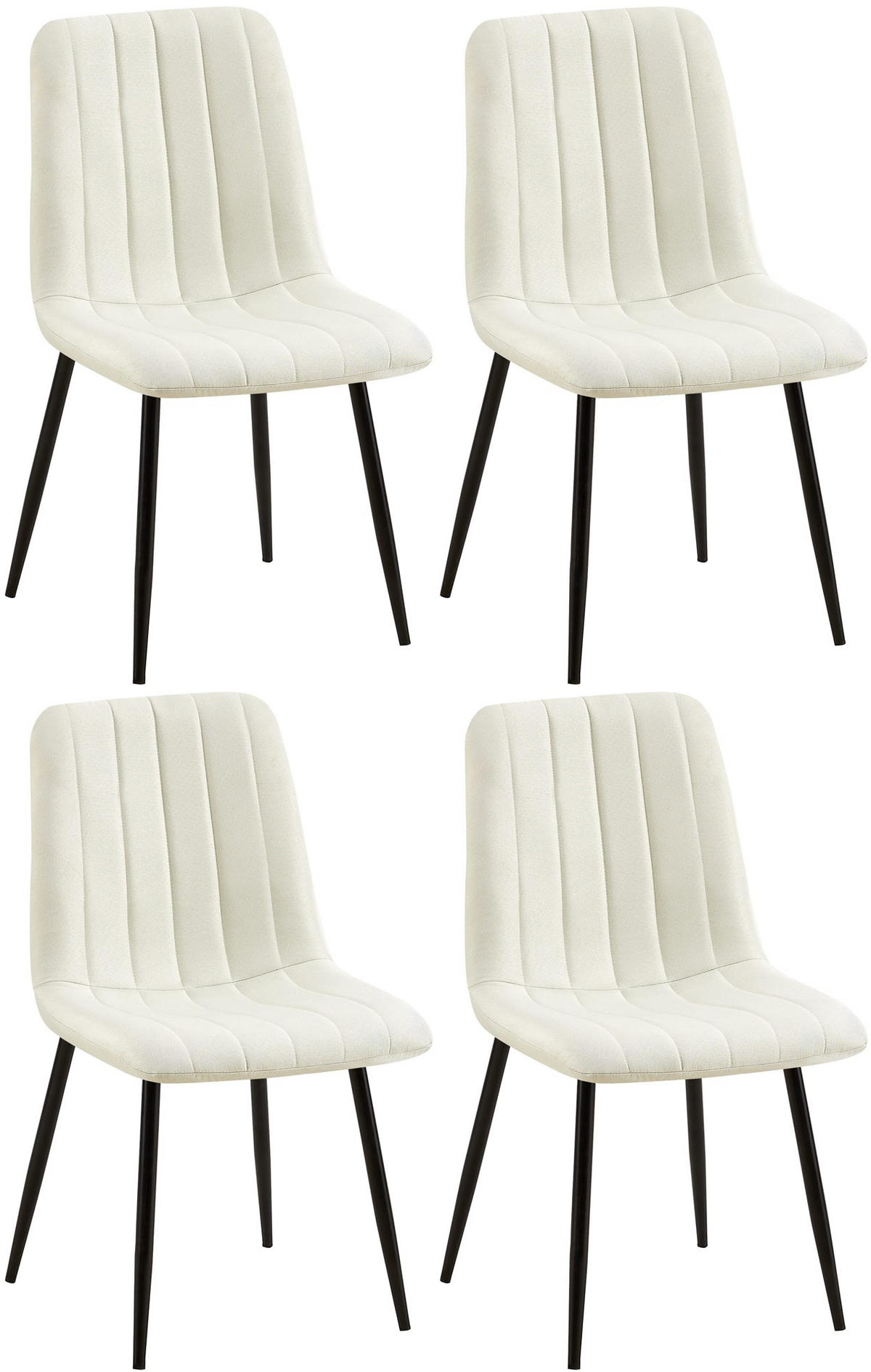 STUHL 4er Set Stoff Creme - Creme/Schwarz, Textil/Metall (45/88/53cm) - CLP