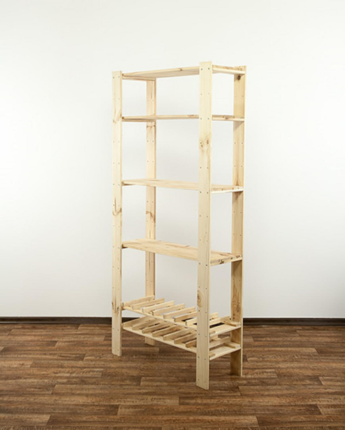 HOLZREGAL WOODLAND 166x80x30cm 4 Fachboden + 2 Flaschenebenen Kiefernholz Natur - Naturfarben, Holz (80/166/30cm) - PROREGAL
