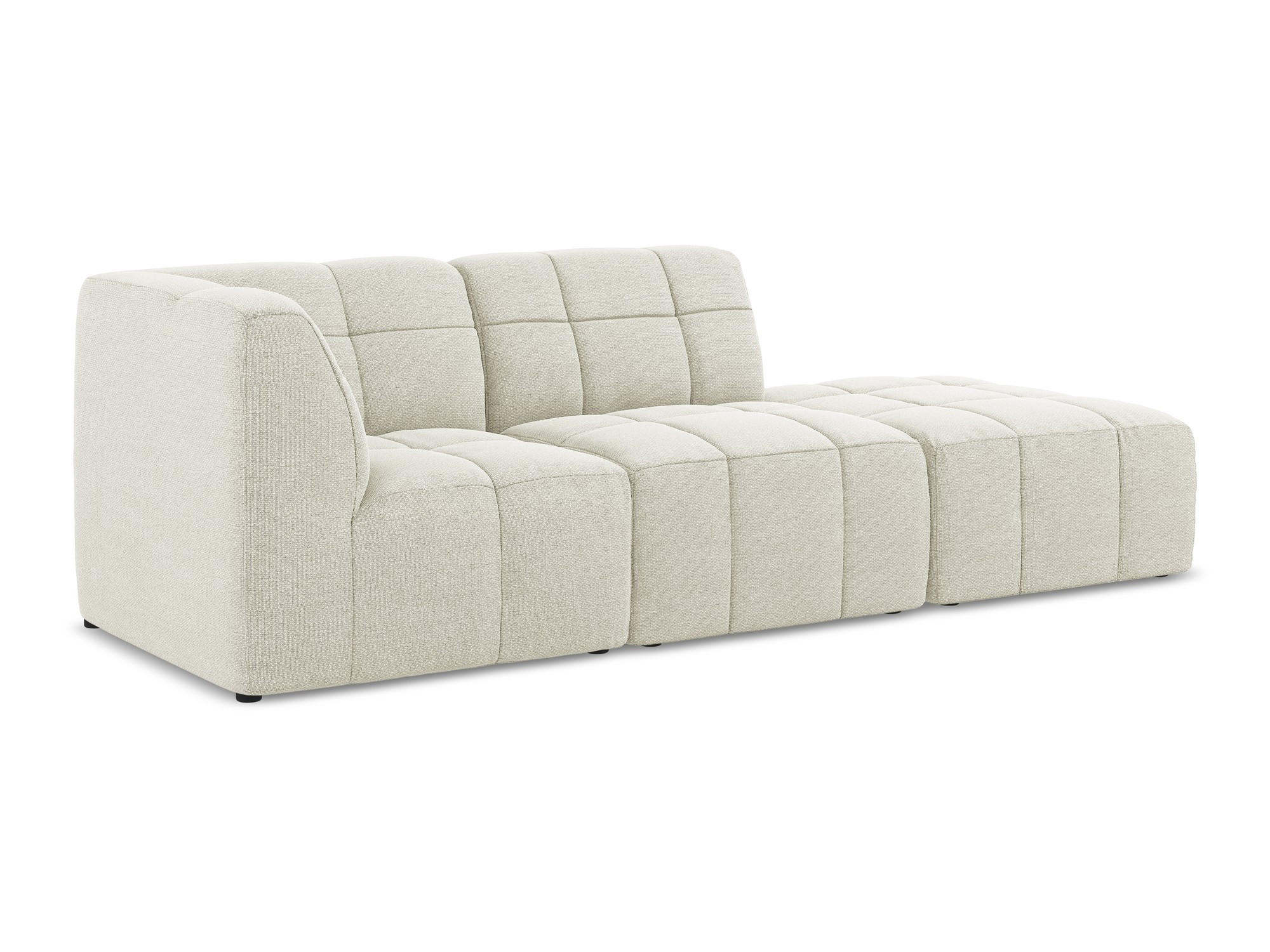 ECKSOFA Rechts Bouclé Stoff Beige - Sandfarben/Schwarz, Holzwerkstoff/Kunststoff (240/90cm) - Makamii