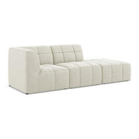 ECKSOFA Rechts Bouclé Stoff Beige - Sandfarben/Schwarz, Holzwerkstoff/Kunststoff (240/90cm) - Makamii