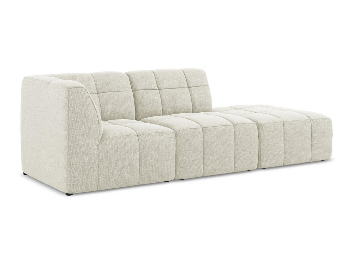 ECKSOFA Rechts Bouclé Stoff Beige - Sandfarben/Schwarz, Holzwerkstoff/Kunststoff (240/90cm) - Makamii