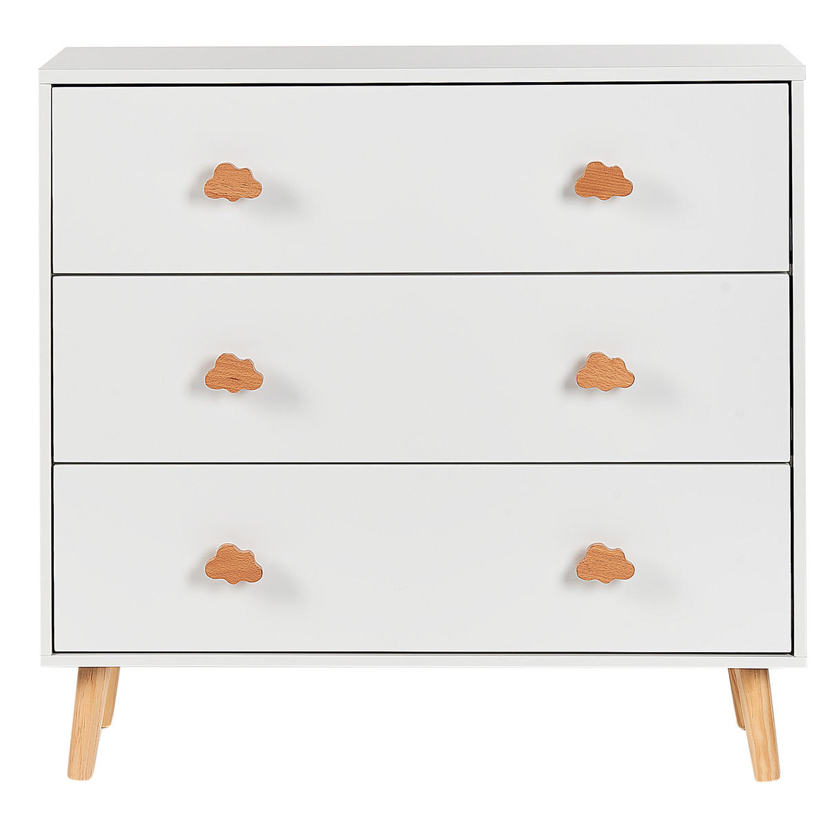 KOMODA s 3 zásuvkami Bílá Cloudy - bílá, kompozitní dřevo (80/76/30cm) - Beliani