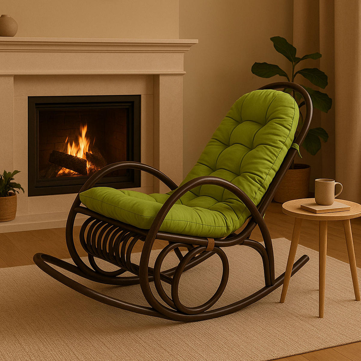 SCHAUKELSTUHL Braun, Grün - Braun/Grün, Holz (58/110/139cm) - MCW