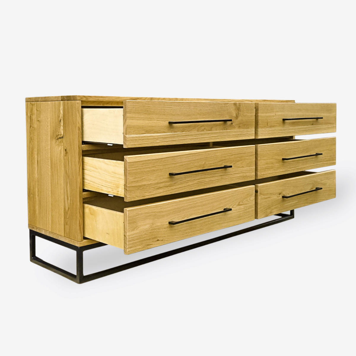 KOMMODE im Industrielook mit Schubladen aus Massivholz MERIS - Eichefarben, Holz (160/75/40cm) - Rawood Furniture