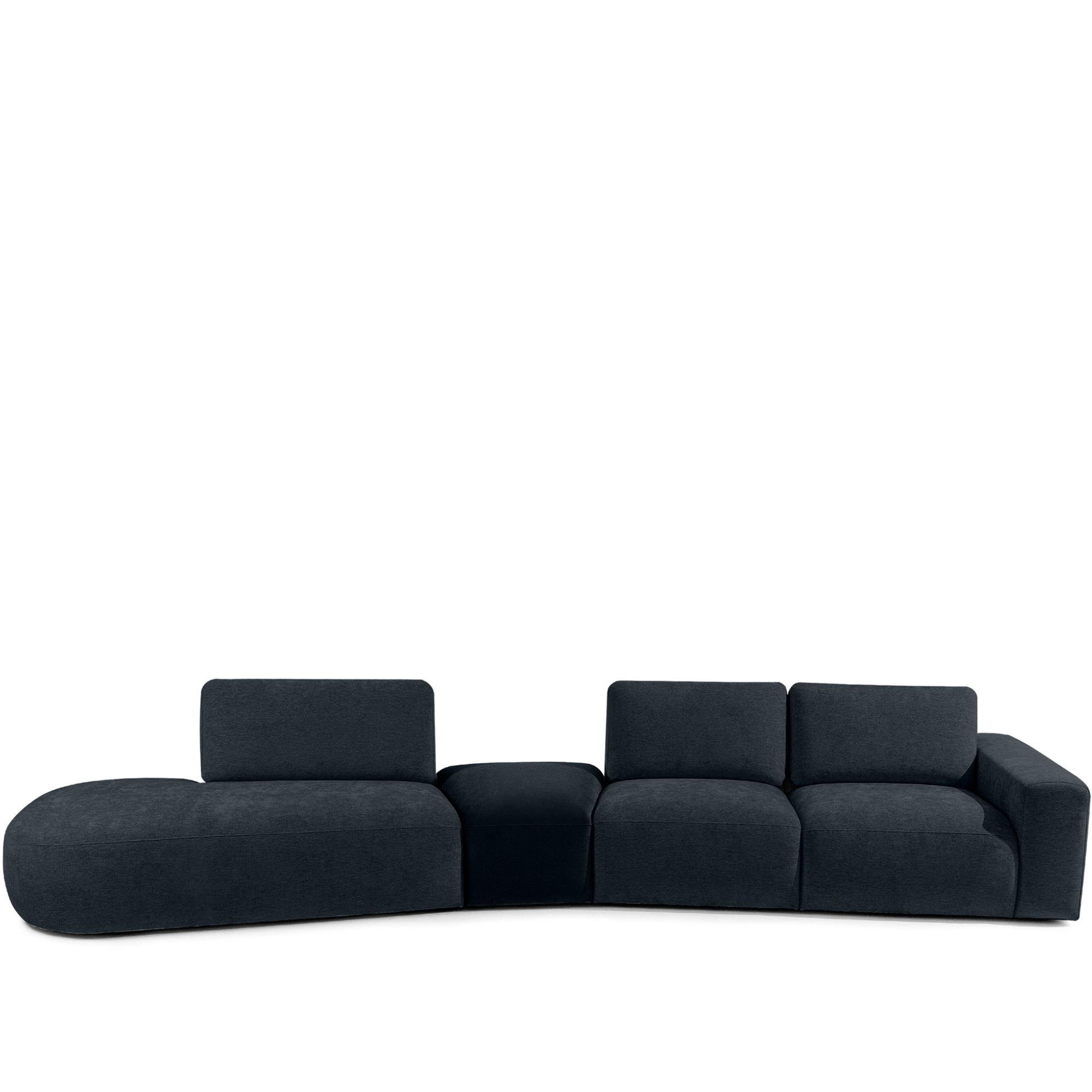 5-SITZER ECKSOFA ZUCCO Chenille links, Dunkelblau - Dunkelblau, Textil (430/84/105cm) - KONSIMO®