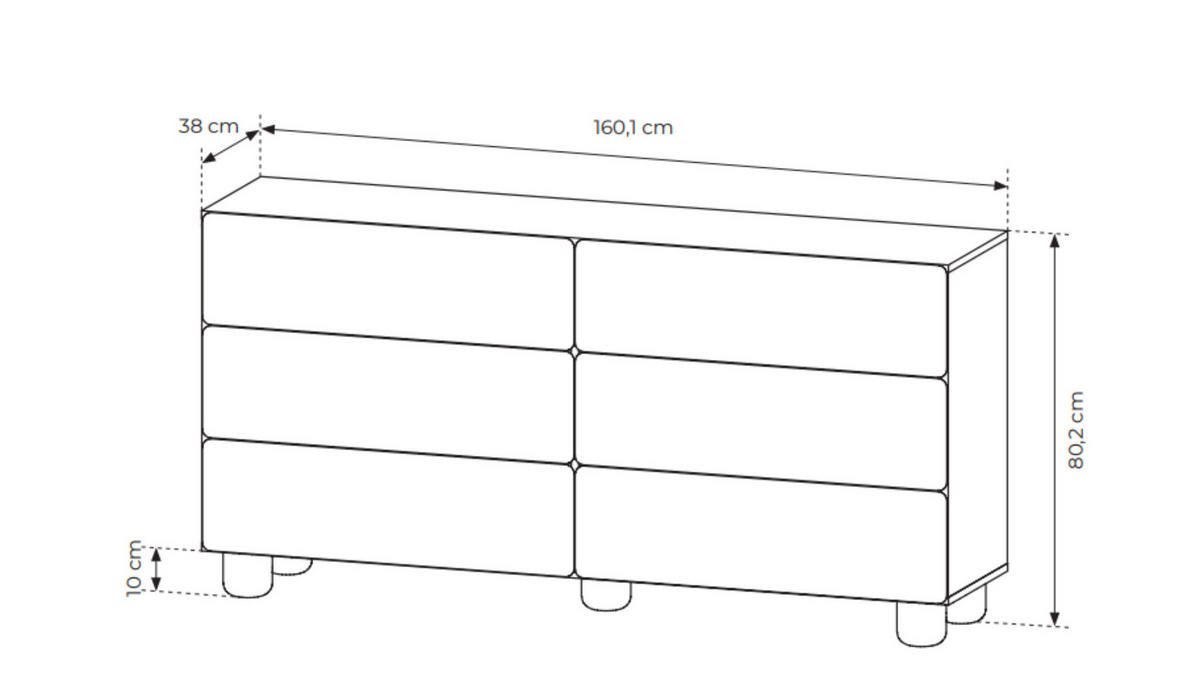SIDEBOARD Olmo Vicenza Eiche, Schubladenkommode - Alteiche, Holzwerkstoff (160/80/38cm) - Bettso