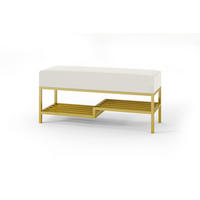 POLSTERBANK MELLO 80 Hellgrau, Golden Beine - Goldfarben/Hellgrau, Textil/Metall (80/45/35cm) - Bettso