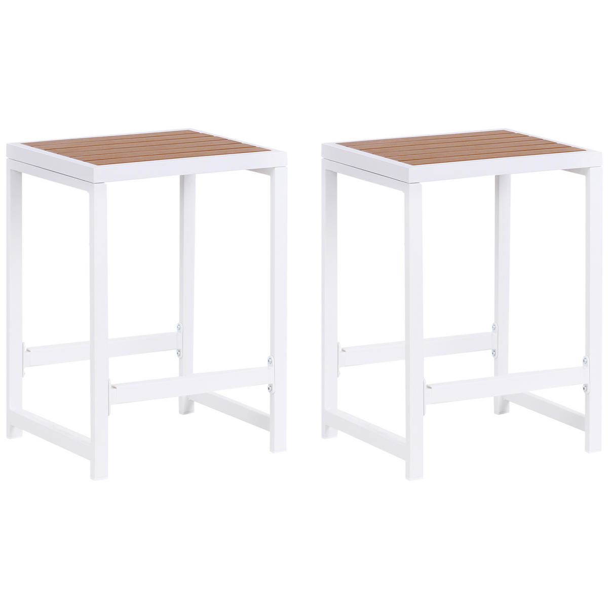 GARTENSTUHL Weiß Avetrana - Weiß/Braun, Metall (40/61/38cm) - Beliani