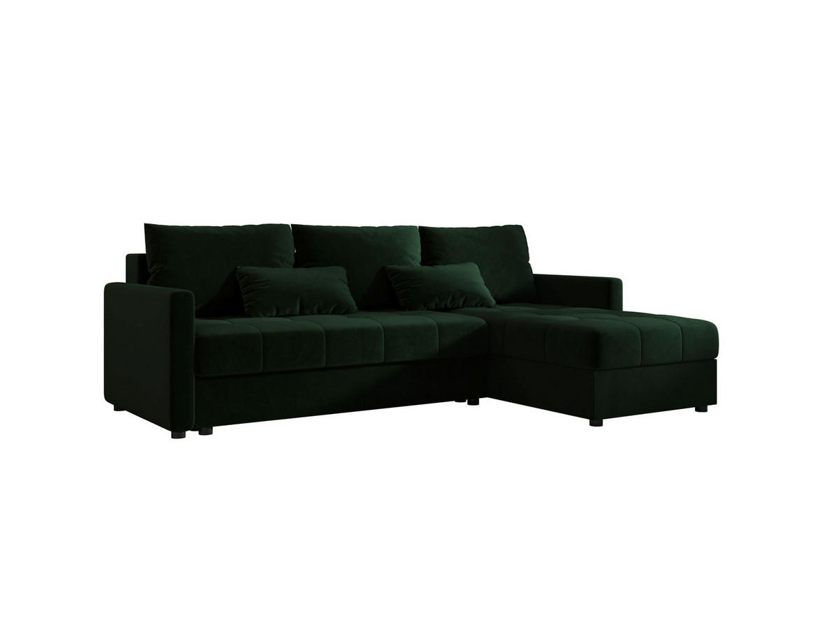 ECKSOFA MOS L BIS Itaka 10 Rechts mit Schlaffunktion - Dunkelgrün, Textil (220/143cm) - Bedante