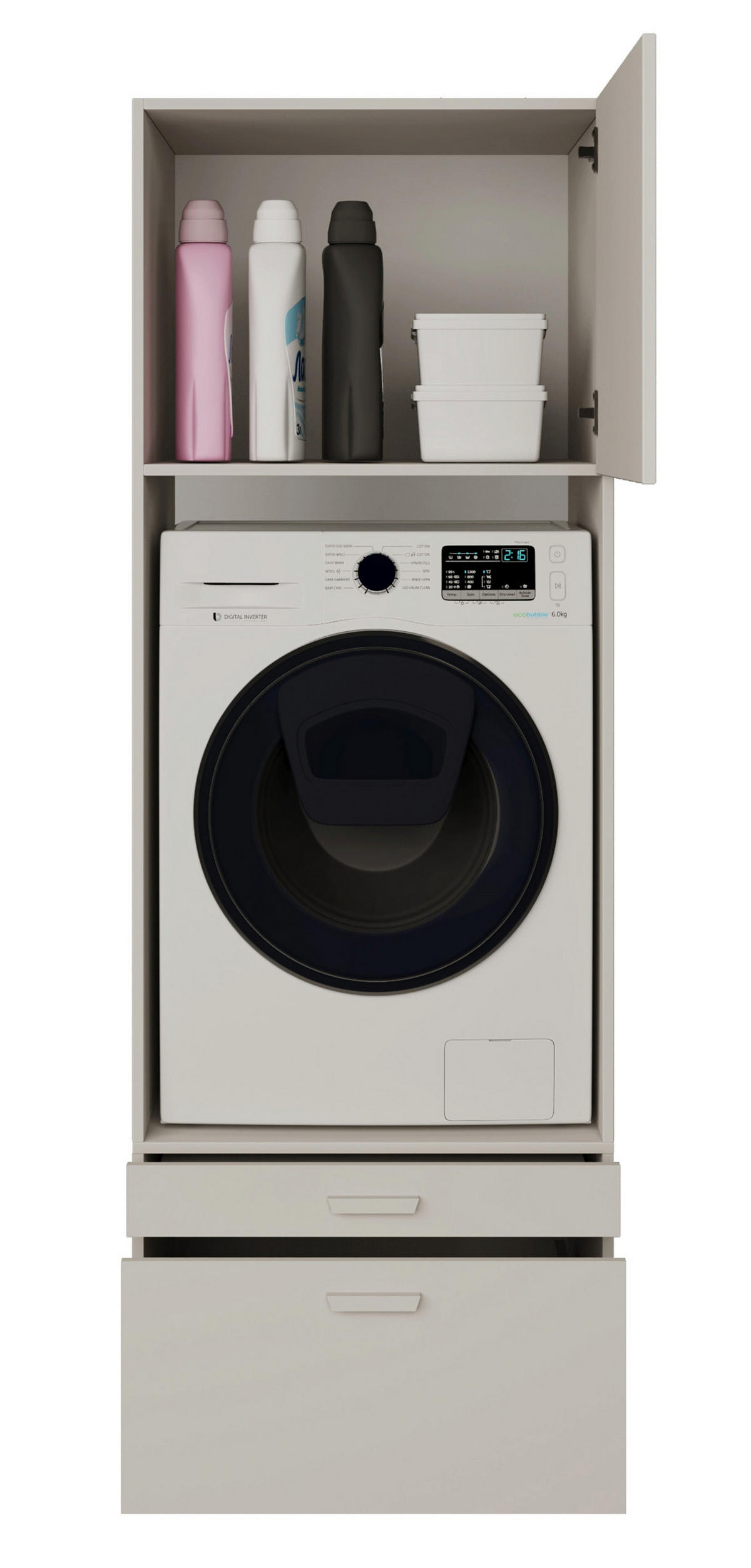 WASCHMASCHINENSCHRANK Holv Kaschmirgrau 68 cm - Taupe, Holzwerkstoff/Metall (67.5/200/66cm) - Selsey