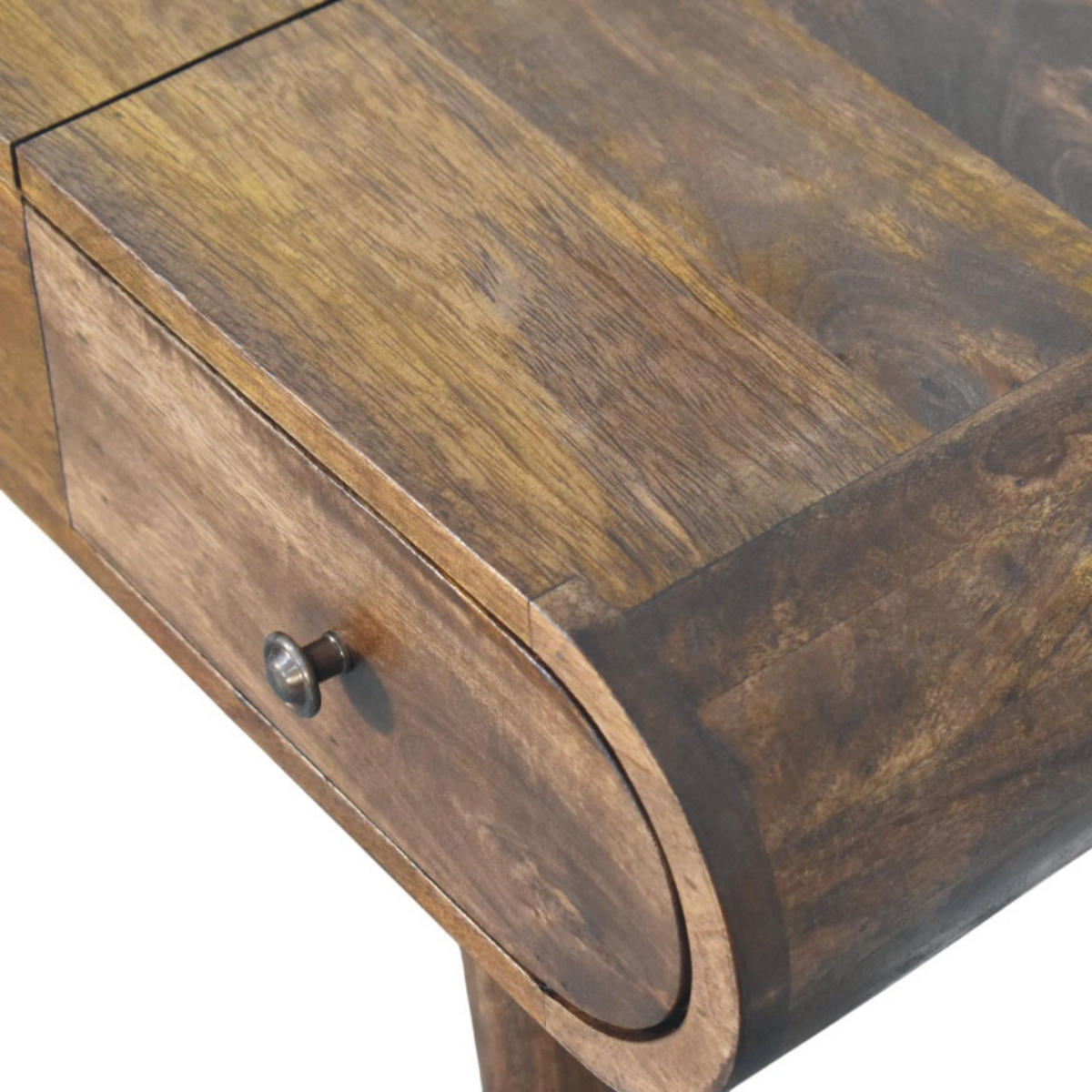 KOSMETIKTISCH Konturierte Rundung - Dunkelbraun/Messingfarben, Holz/Metall (100/80/40cm) - Artisan Furniture