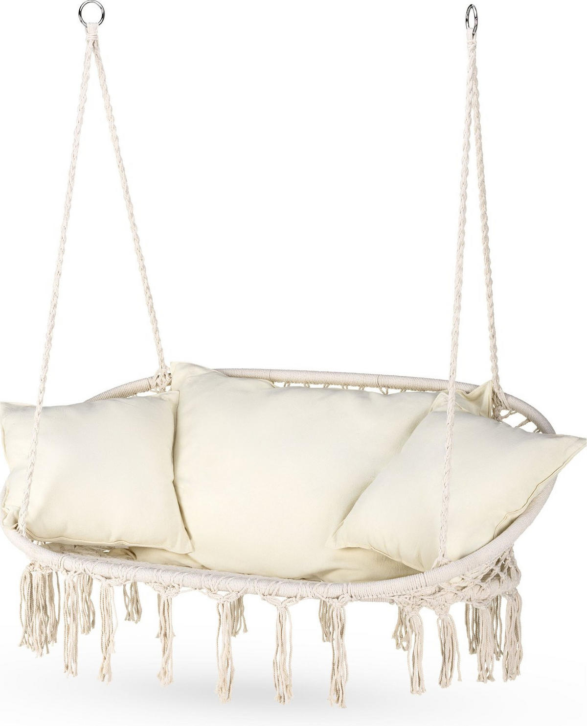 HÄNGESESSEL für 2 Personen 130/75/37 cm, bis 200 kg - Beige, Textil/Metall (130/37/75cm) - Outtec