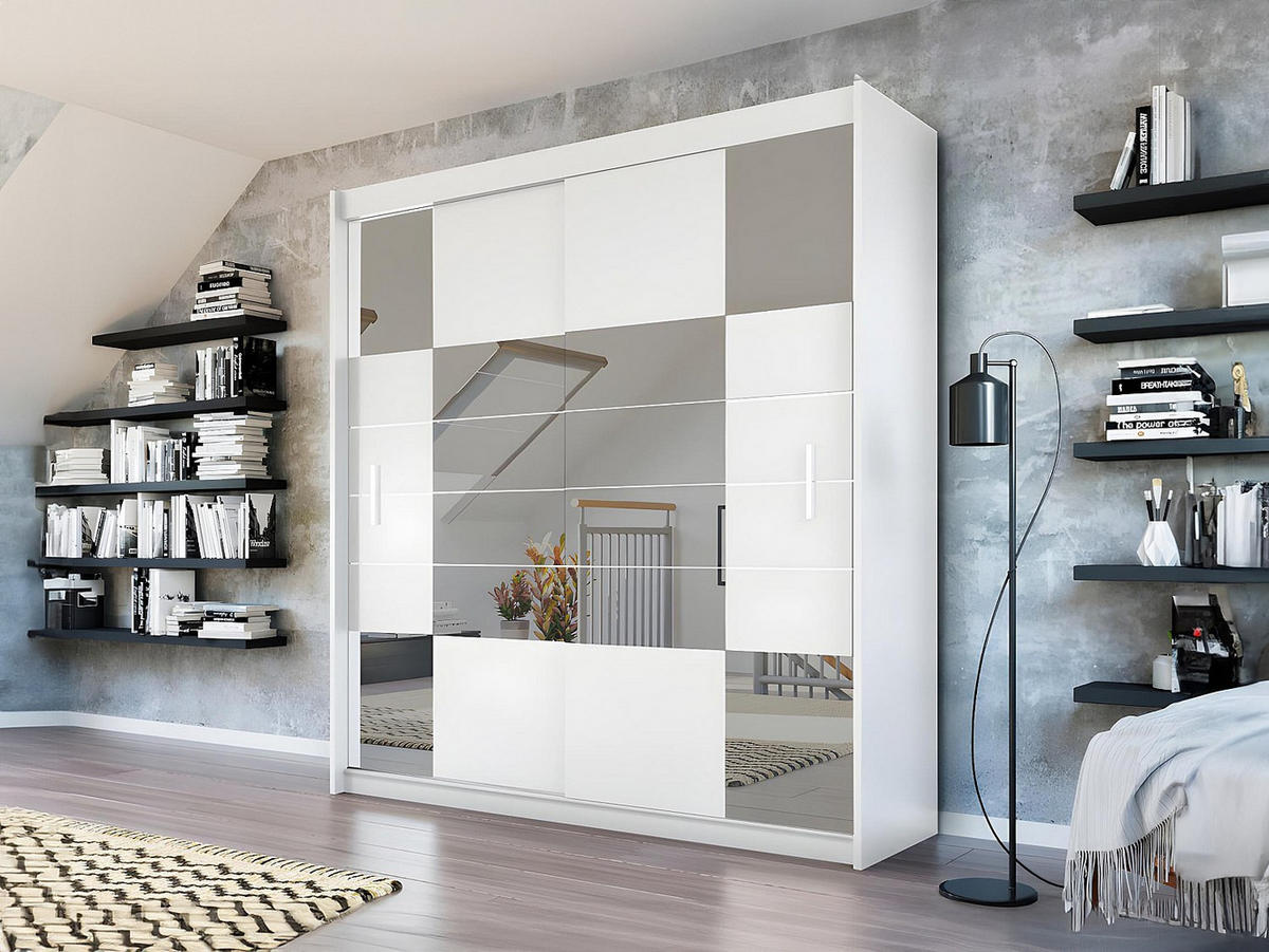 KLEIDERSCHRANK - 203 cm x 61 cm - holz - weiß Rovinja - Weiß, Holz (203/215/61cm) - Vente-Unique