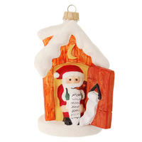 CHRISTBAUMSCHMUCK Santa im Klohaus Braun 12cm (Glas / 1 Stk.) - Braun, Glas (7/12/8cm) - Krebs Glas Lauscha