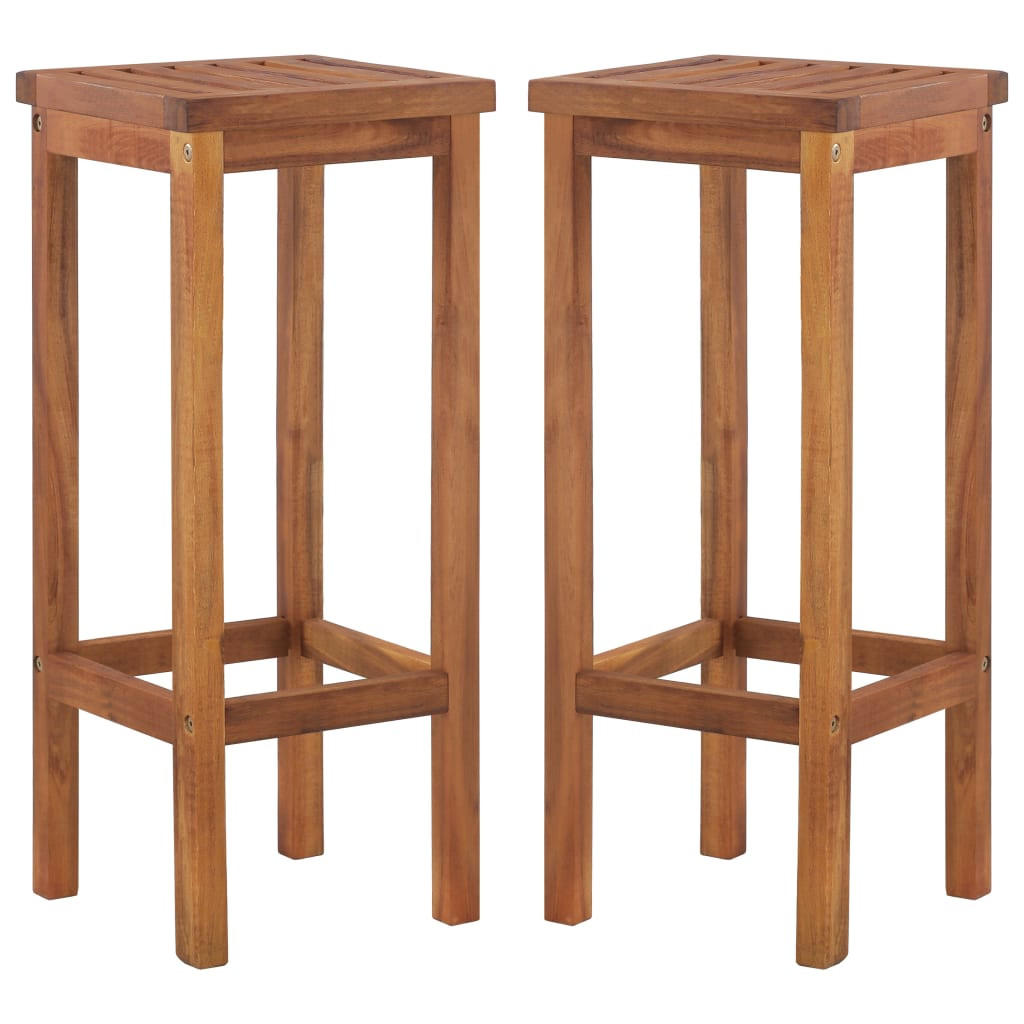 BARHOCKER 2er set Massivholz Akazie - Braun, Holz (30.5/74/30.5cm) - vidaXL
