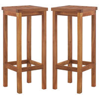 BARHOCKER 2er set Massivholz Akazie - Braun, Holz (30.5/74/30.5cm) - vidaXL
