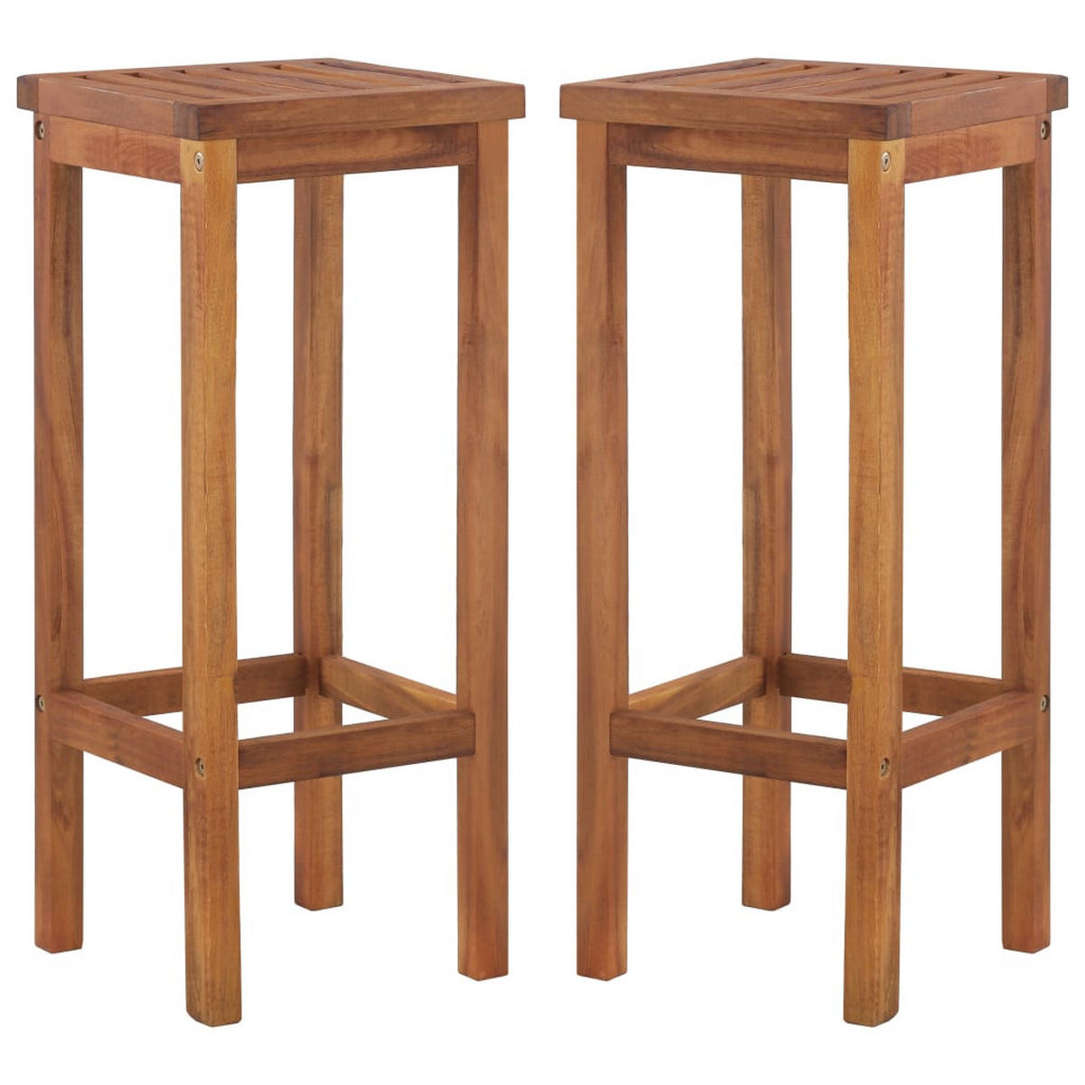 BARHOCKER 2er set Massivholz Akazie - Braun, Holz (30.5/74/30.5cm) - vidaXL