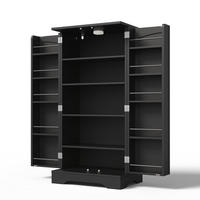 BUFFET 60/40/120.5 cm Schwarz LED-Sensorlicht und 2-türiger Aufbewahrungsschrank - Schwarz, Holz (60/120/40cm) - Oxeza