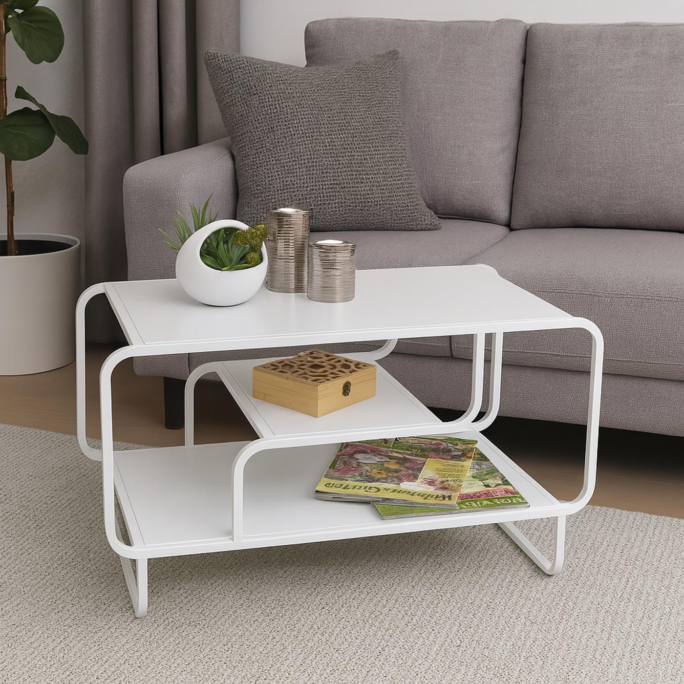 COUCHTISCH rechteck Weiß - Weiß, Metall (40/80/45cm) - MCW