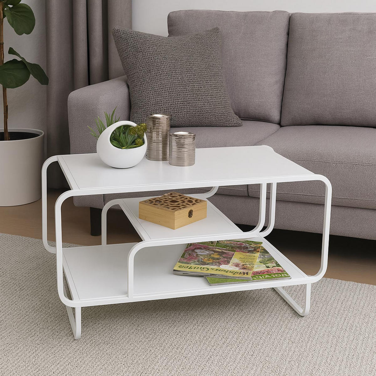 COUCHTISCH rechteck Weiß - Weiß, Metall (40/80/45cm) - MCW