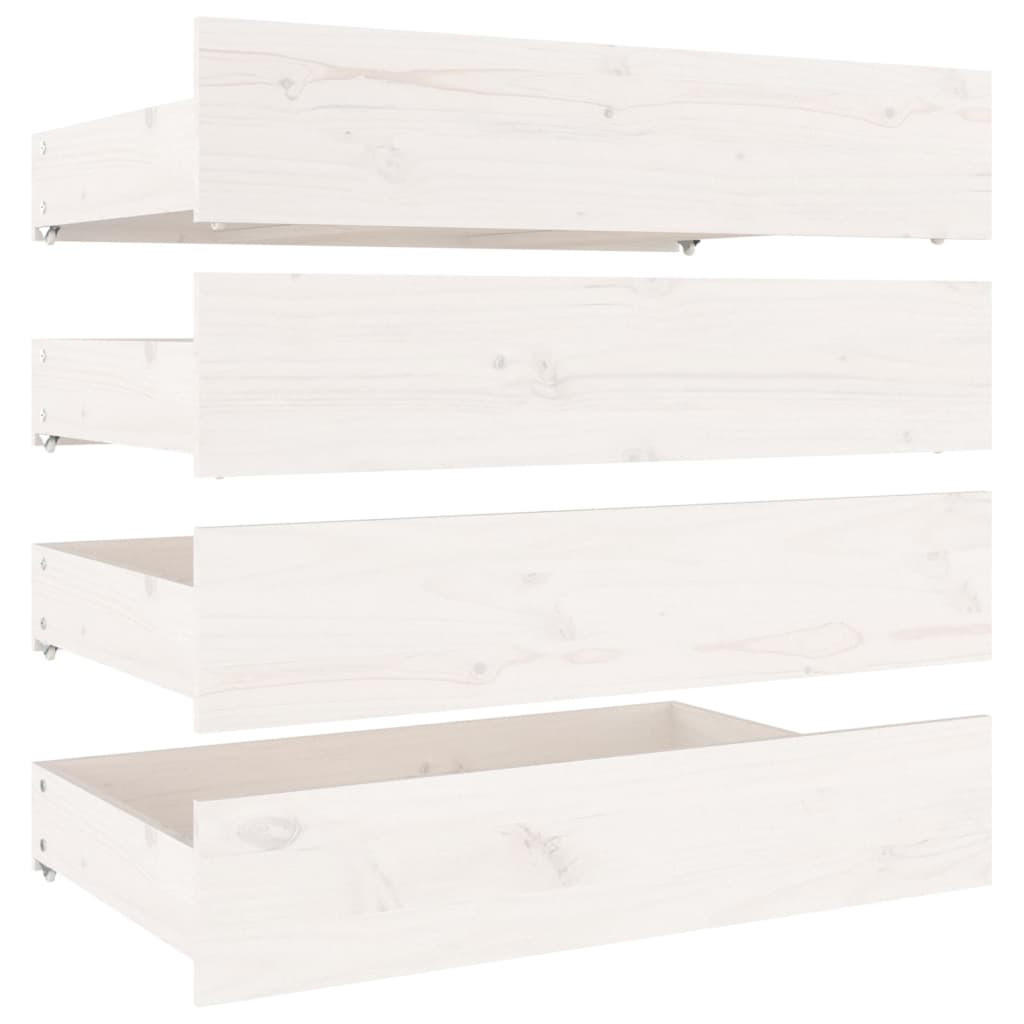BETTSCHUBLADEN 4 Stk. Weiss Massivholz Kiefer - Weiß, Holz - vidaXL