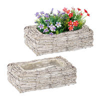 2XBLUMENTOPF - Weiß, Kunststoff/Textil (27/8/17cm) - Relaxdays