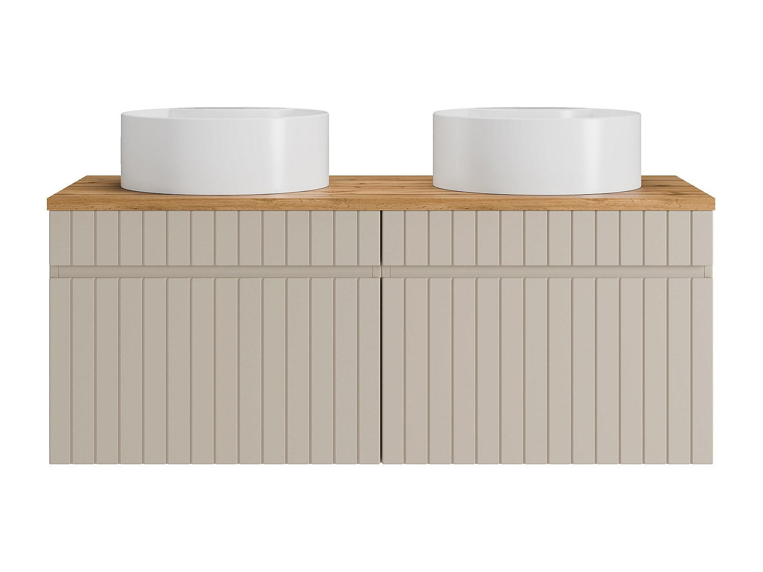 DOPPELWASCHTISCH - 120 cm x 46 cm - Holz, Platte - Beige - SATARA - Beige, Holz (120/46/46cm) - Vente-Unique