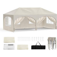 PAVILLON, Faltpavillon 3x6 m, mit 6 Seitenwänden, Grün - Beige, Metall (300/250/600cm) - Woltu
